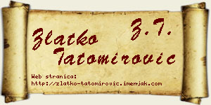 Zlatko Tatomirović vizit kartica
